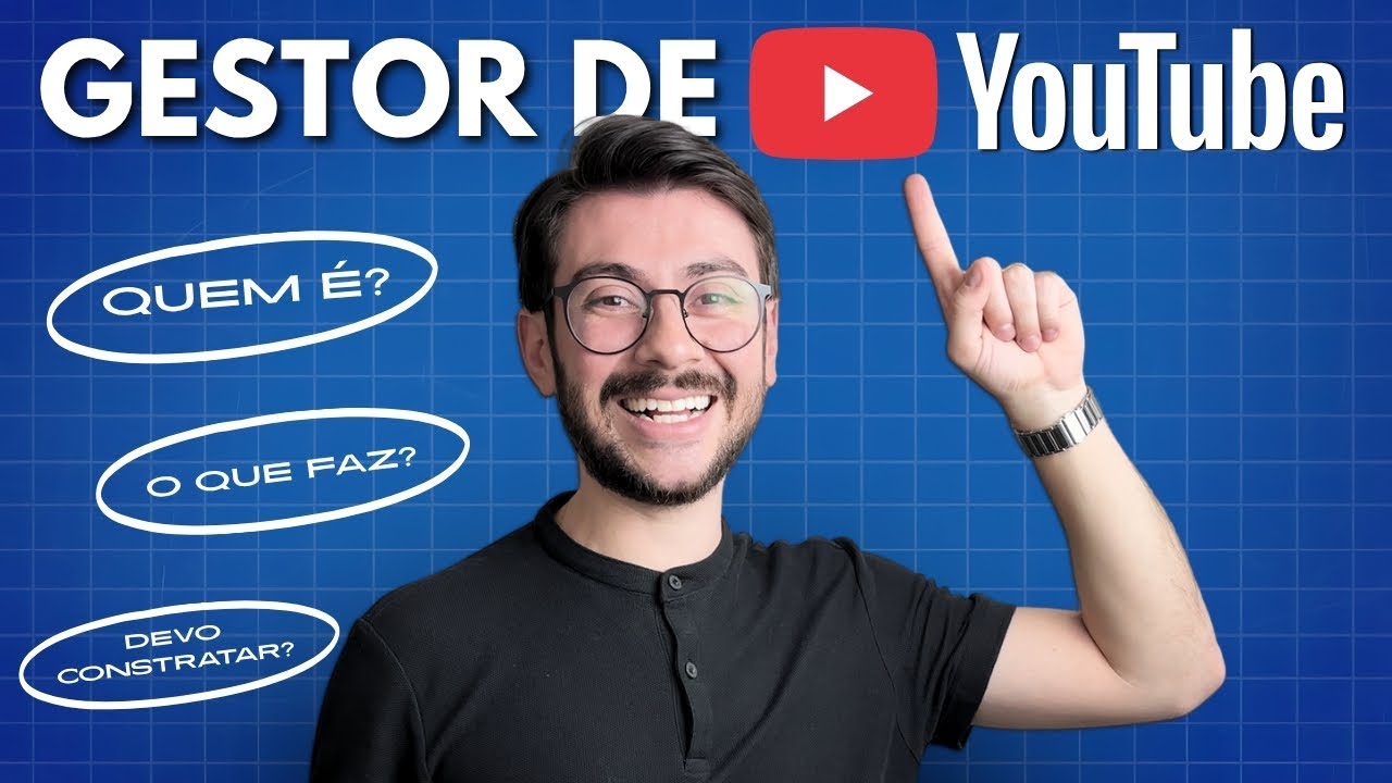 Victor Jangada apontando para cima ao lado do título "gestor de YouTube" e das perguntas quem é, o que faz e devo contratar